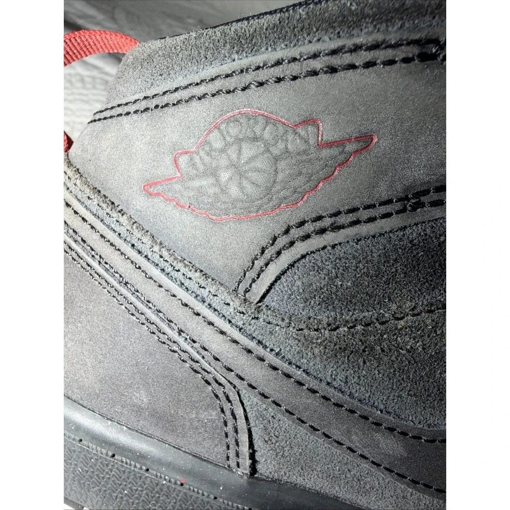 Nike Air Jordan 1 Mid Craft Dark Smoke Red Tab 2.5y Sneakers